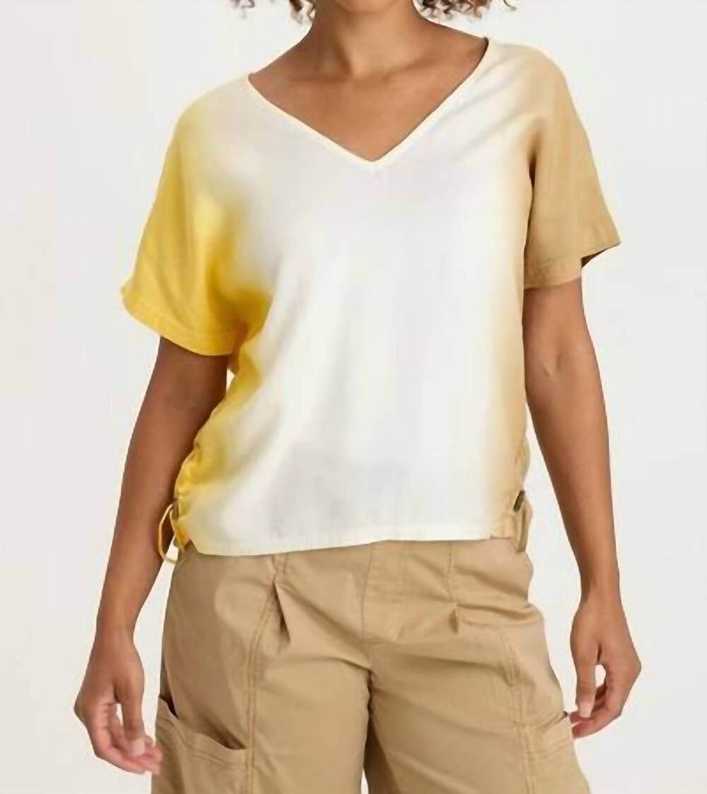 NEW XCVI dashell twill corded v-neck top in motley ombre gambit